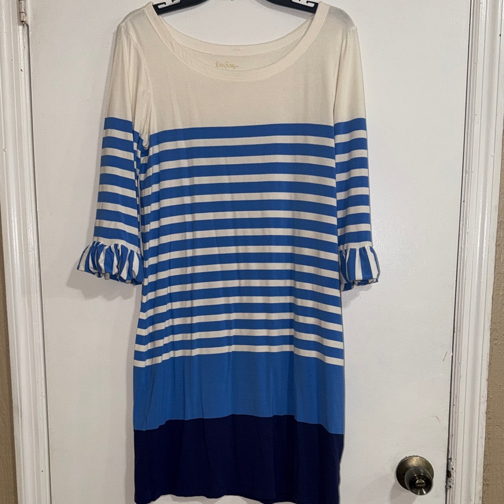 Lilly Pulitzer Blue & White Striped Midi Dress